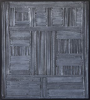 <i>CARTONE daRkcOOlgRey</i> | 2018 | encaustic on cardboard on wood panel | 95 X 88cmcm